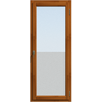 Прозрачная, одностворчатая балконная дверь из лиственницы Светлый дуб